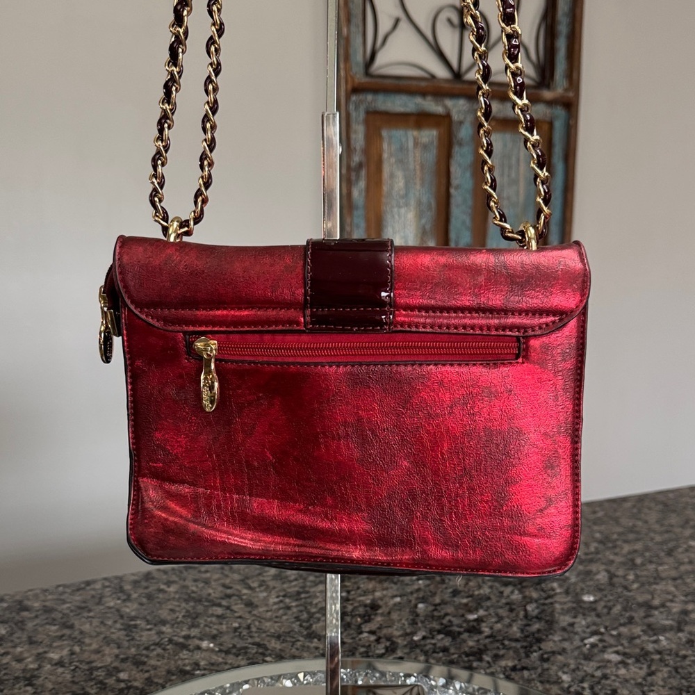 Brangio Italy metallic Red Studded Shoulder Bag - Picture 7 of 15